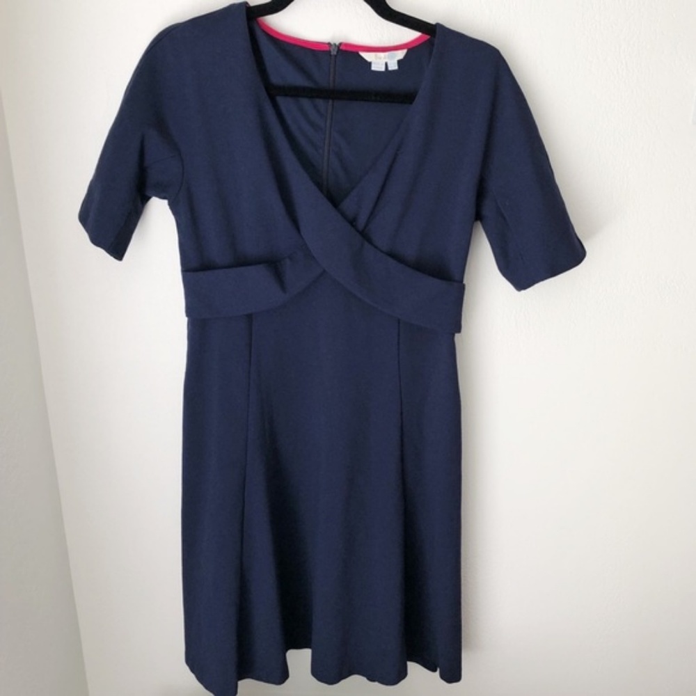 Boden Navy Crisscross Short Sleeve Dress - size 8R